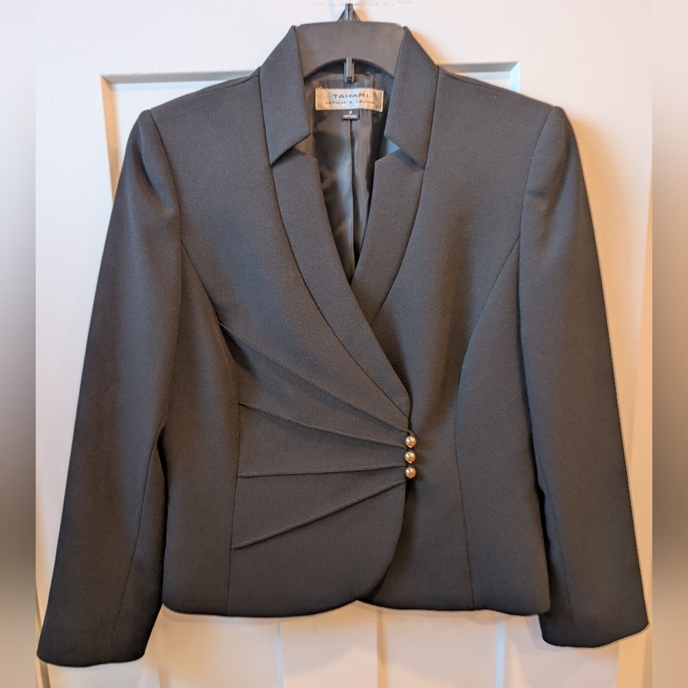 Tahari Black Blazer with Gold Accents